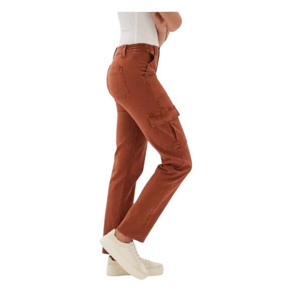 American Eagle AE Stretch Cargo Straight Pant Rust Brown 0 Short - Picture 3 of 12